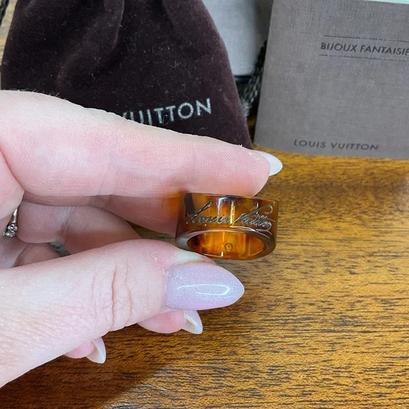 Louis Vuitton Gold and Tan Ring